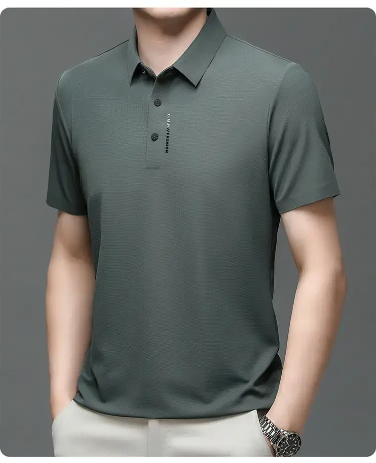 Men's Short Sleeve Polo Shirt Grey Slim Fit Summer 2023 — feature 22