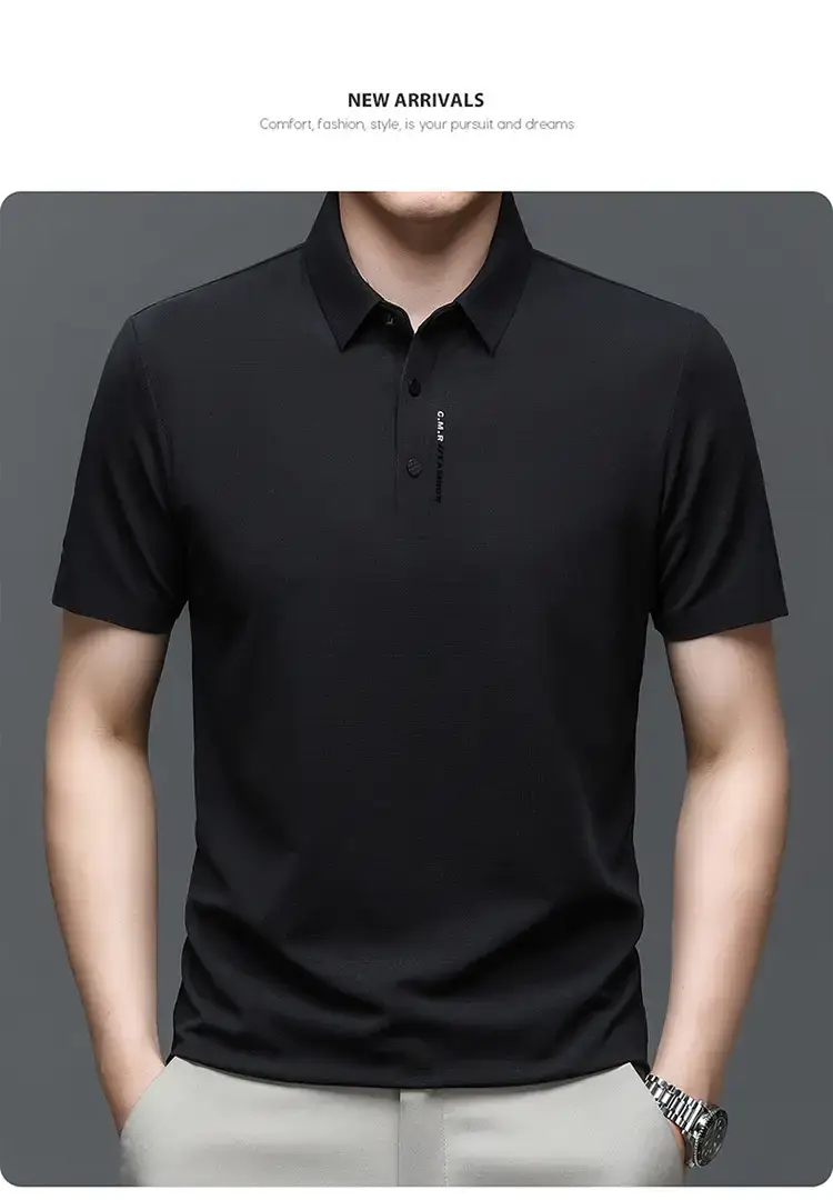 Men's Short Sleeve Polo Shirt Grey Slim Fit Summer 2023 — feature 24