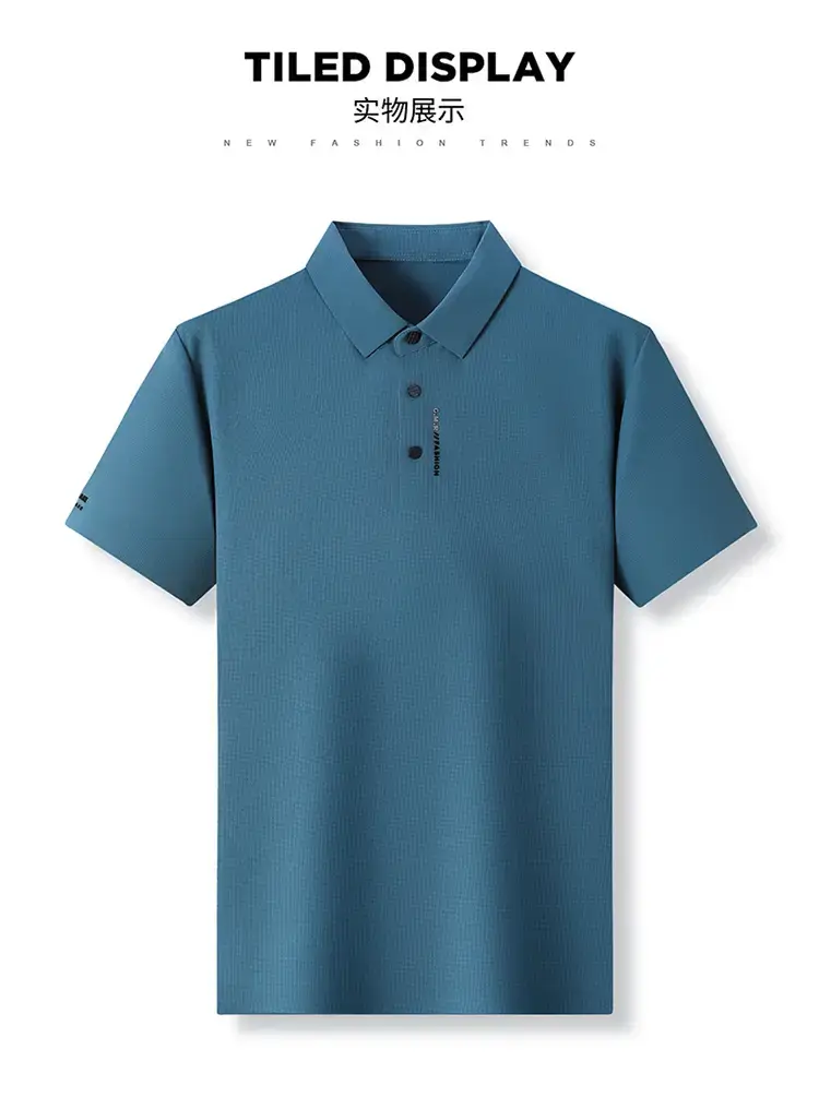 Men's Short Sleeve Polo Shirt Grey Slim Fit Summer 2023 — feature 8