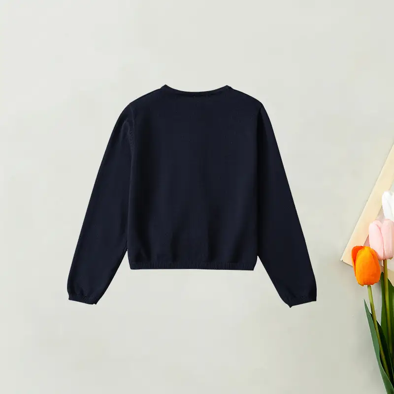 Girls Cardigan Sweater Navy Blue 2024 Winter Wear - Image 6