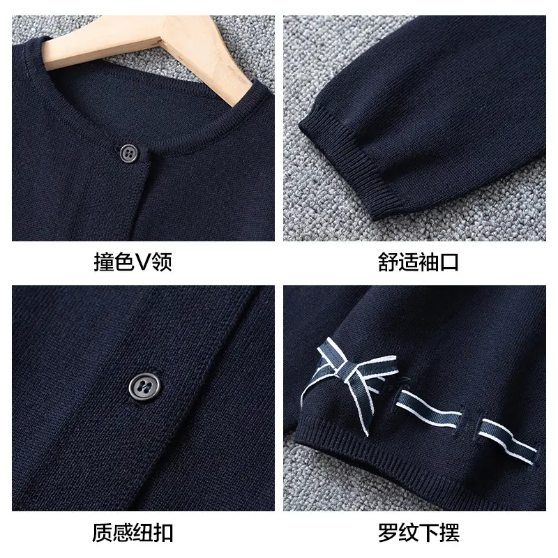 Girls Cardigan Sweater Navy Blue 2024 Winter Wear - Image 8