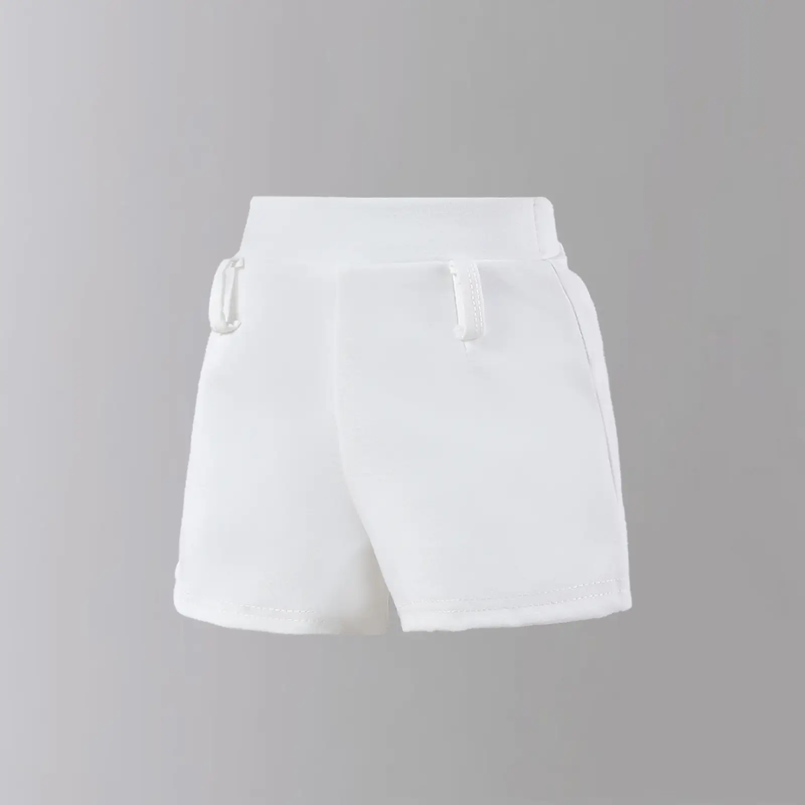 White High-Waisted Elastic Shorts for Girls