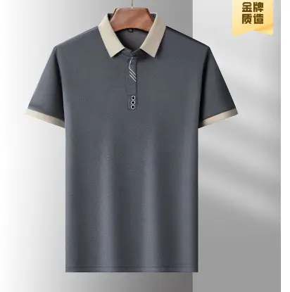 Men's 2024 Summer Polo Shirt Navy Blue Waffle Knit - Image 7