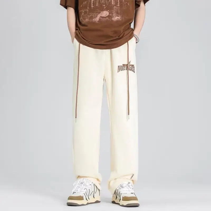 Men's American Style Loose Pants Cream Summer - Image 5
