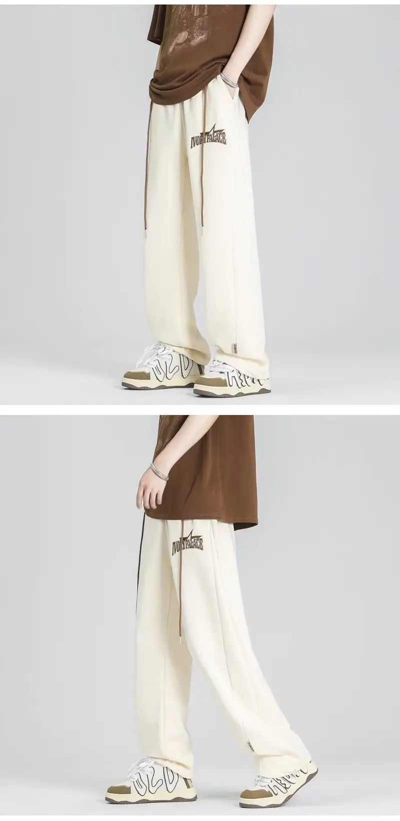 Men's American Style Loose Pants Cream Summer — feature 11