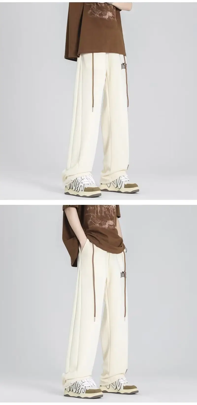 Men's American Style Loose Pants Cream Summer — feature 12