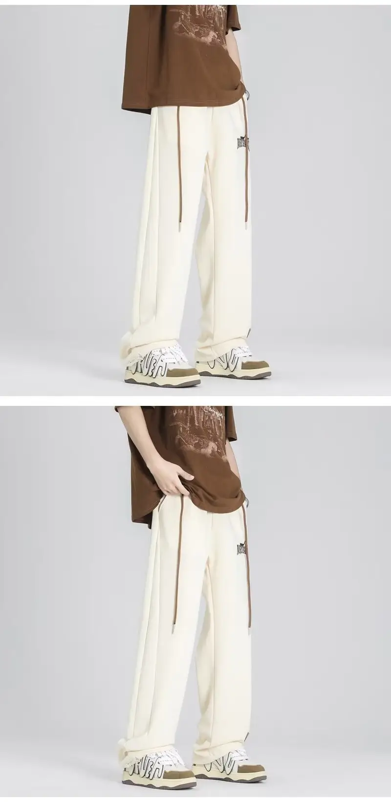 Men's American Style Loose Pants Cream Summer — feature 13