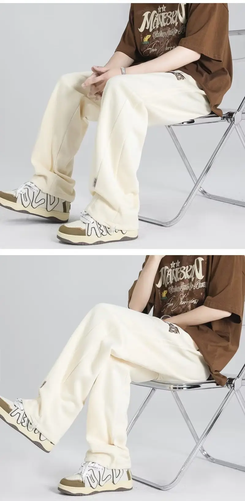 Men's American Style Loose Pants Cream Summer — feature 14
