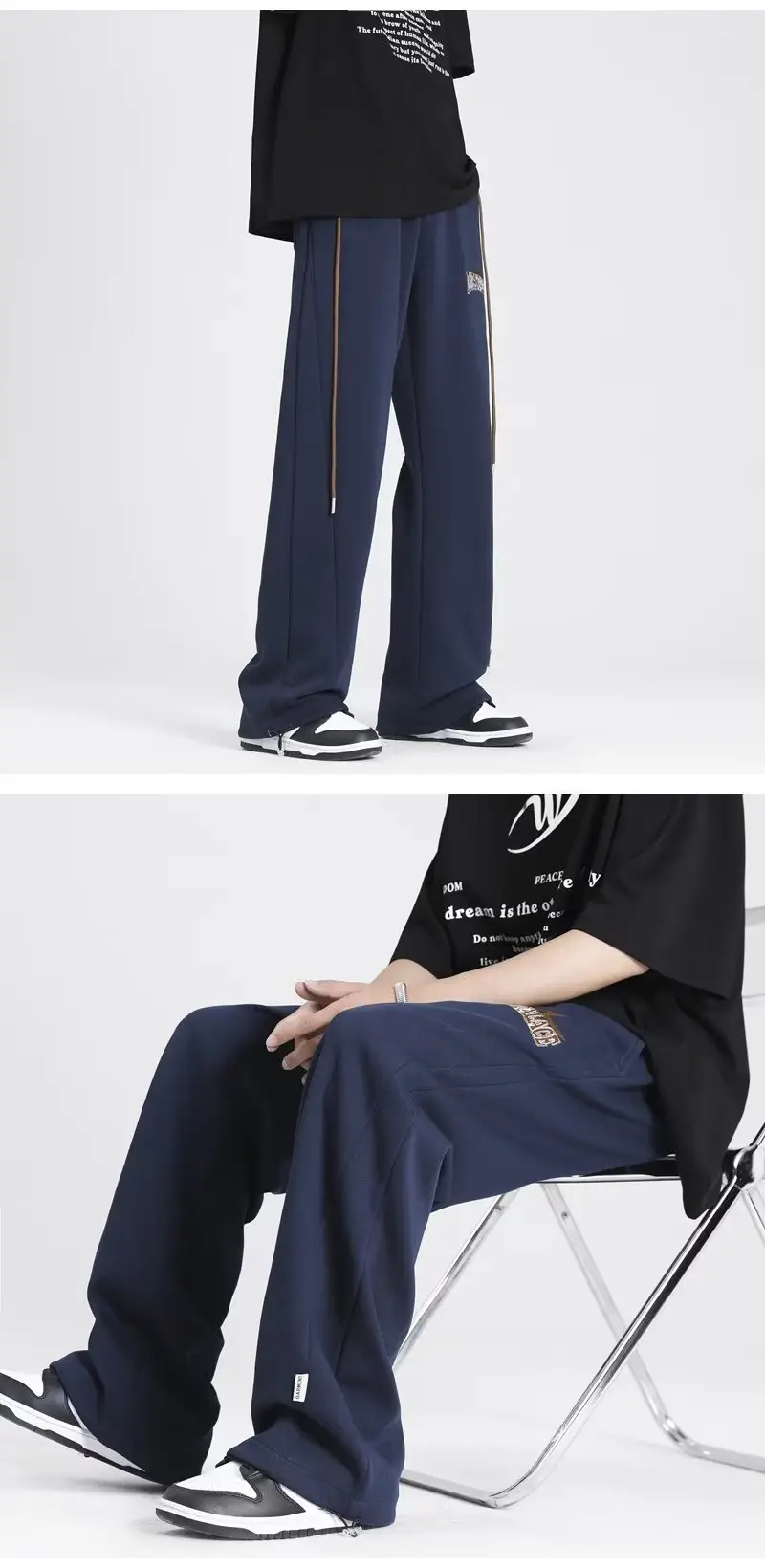 Men's American Style Loose Pants Cream Summer — feature 7