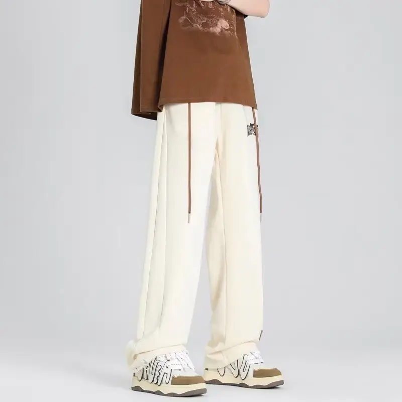 Men's American Style Loose Pants Cream Summer - Image 2
