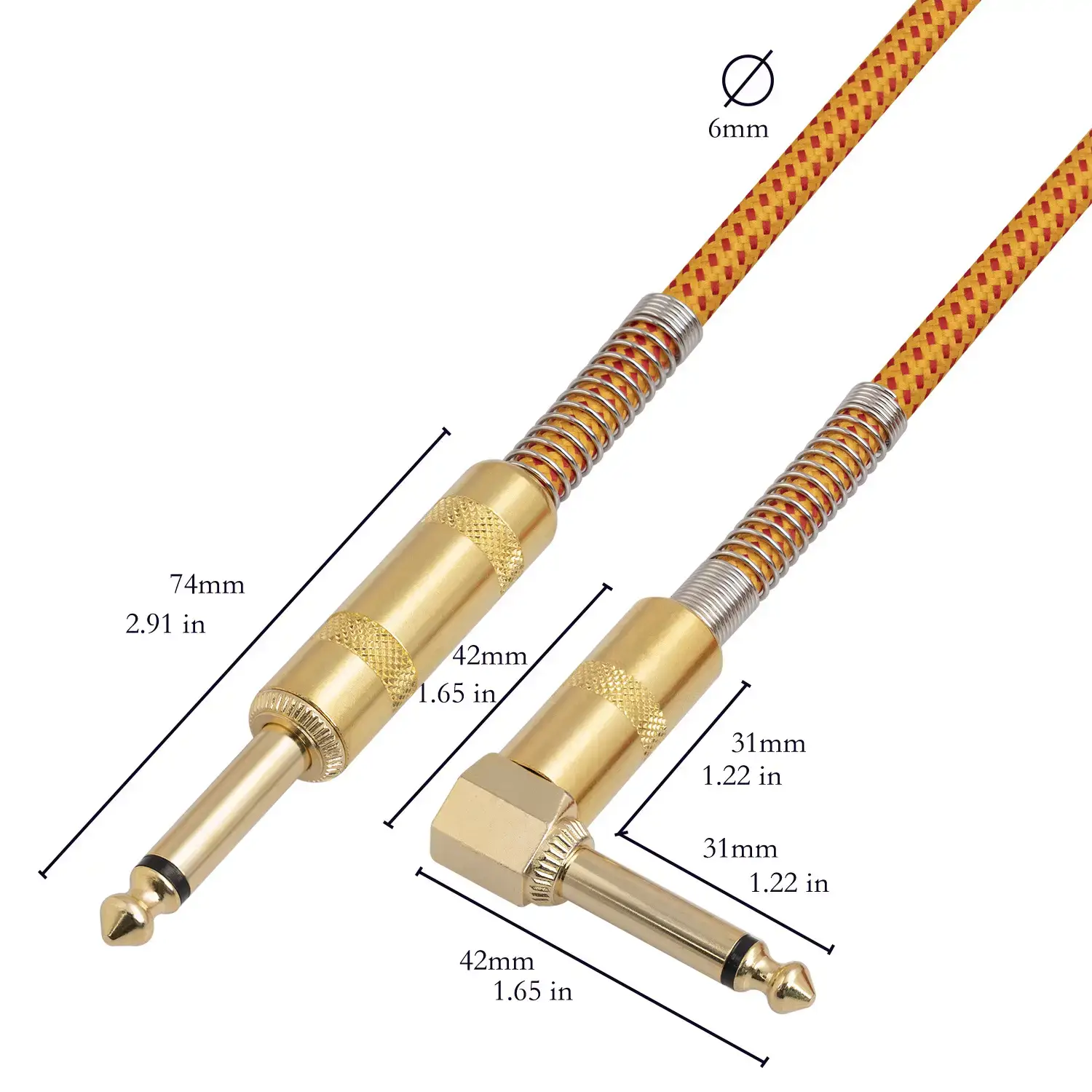 Double Shielded 22AWG Guitar Cable 3m 1/4" Male - Image 2