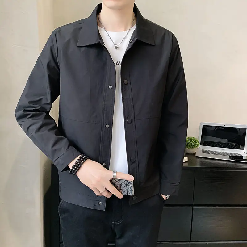 Men's Stand Collar Jacket Grey 2023 Spring New Casual Top - Image 7
