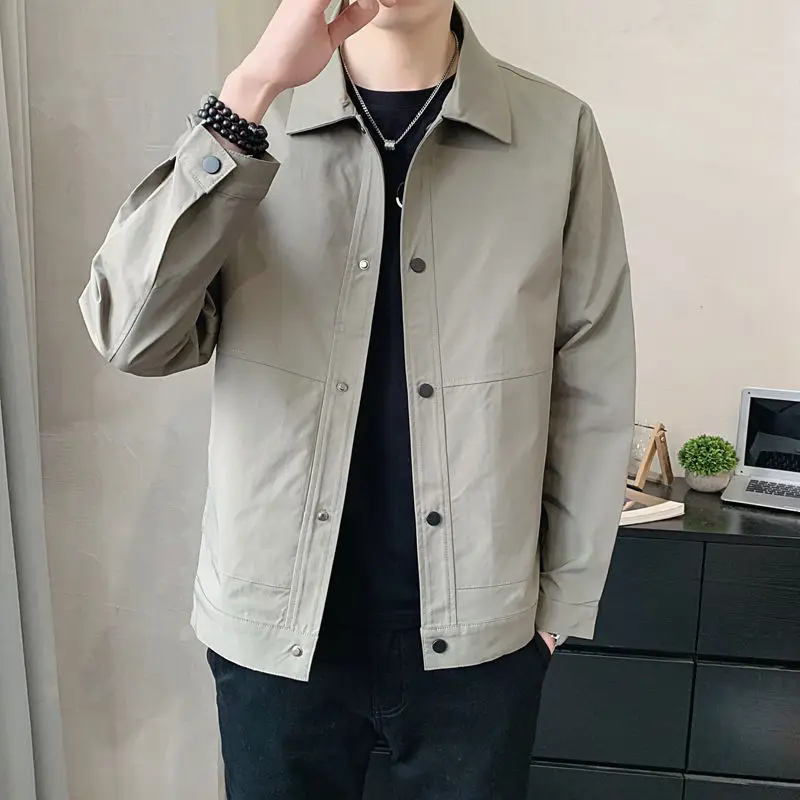 Men's Stand Collar Jacket Grey 2023 Spring New Casual Top - Image 8