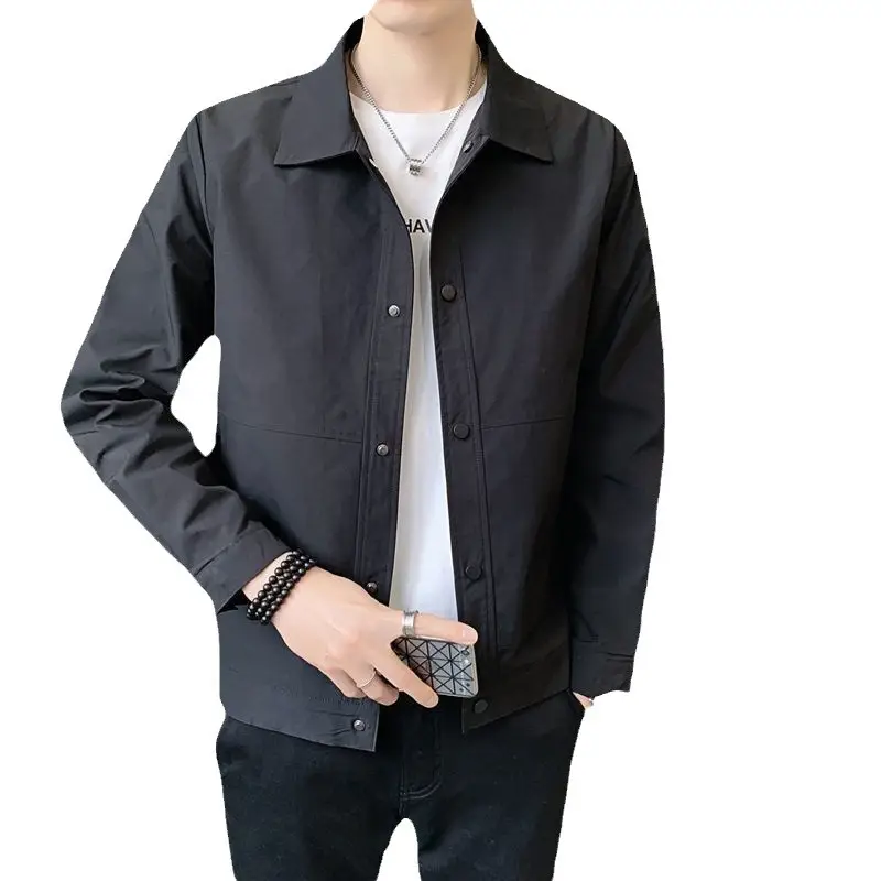 Men's Stand Collar Jacket Grey 2023 Spring New Casual Top - Image 9