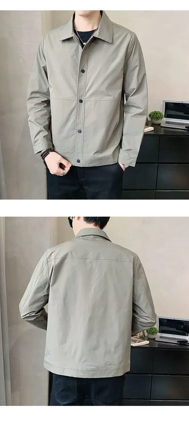 Men's Stand Collar Jacket Grey 2023 Spring New Casual Top — feature 4