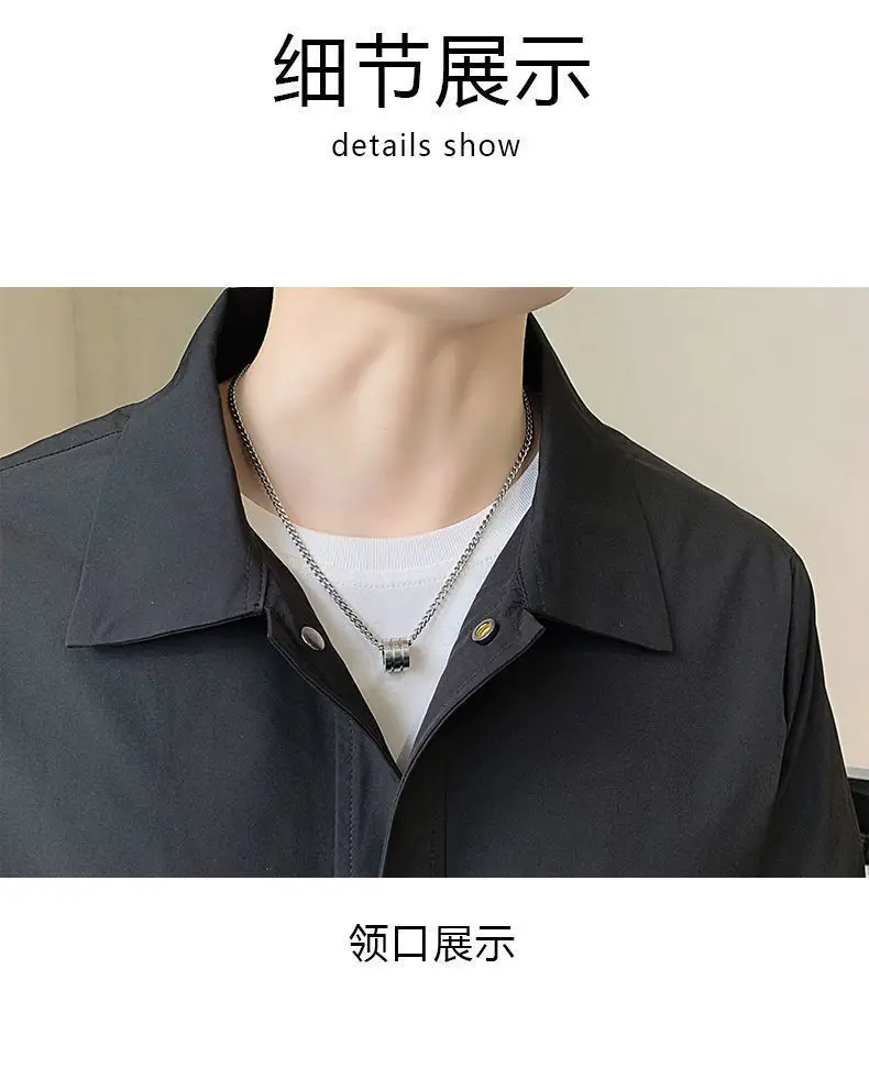 Men's Stand Collar Jacket Grey 2023 Spring New Casual Top — feature 6