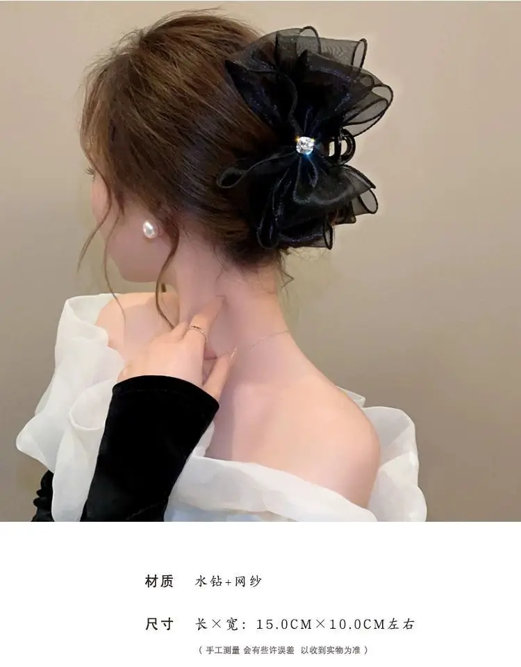 Elegant Black Hairpin with Big Bow for Women — feature 1