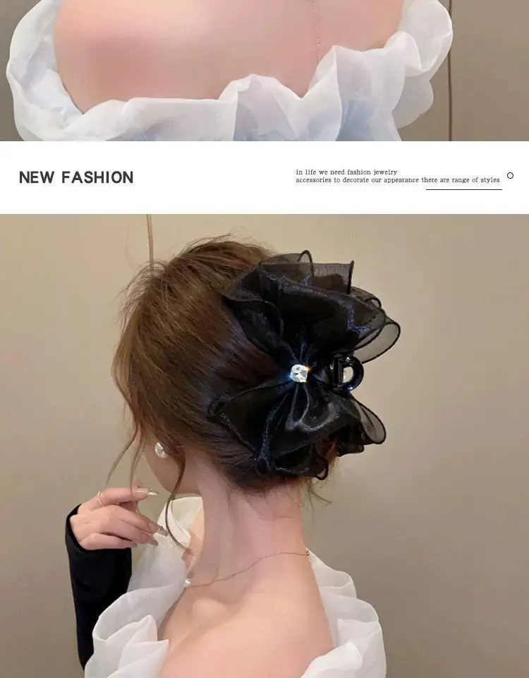 Elegant Black Hairpin with Big Bow for Women — feature 5