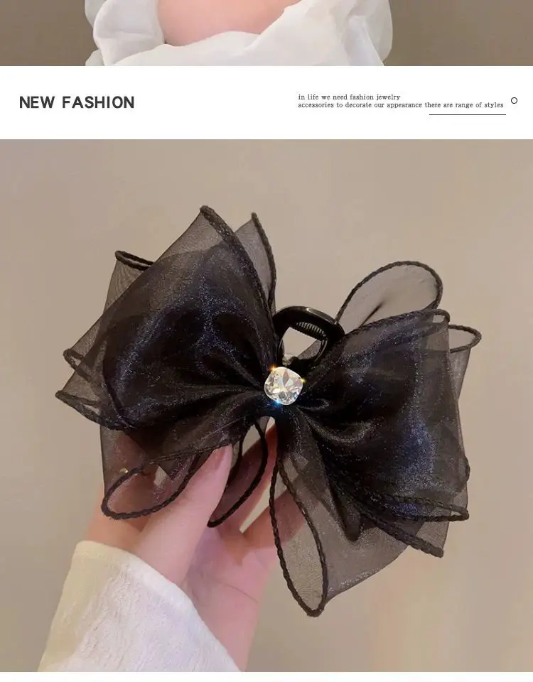 Elegant Black Hairpin with Big Bow for Women — feature 6