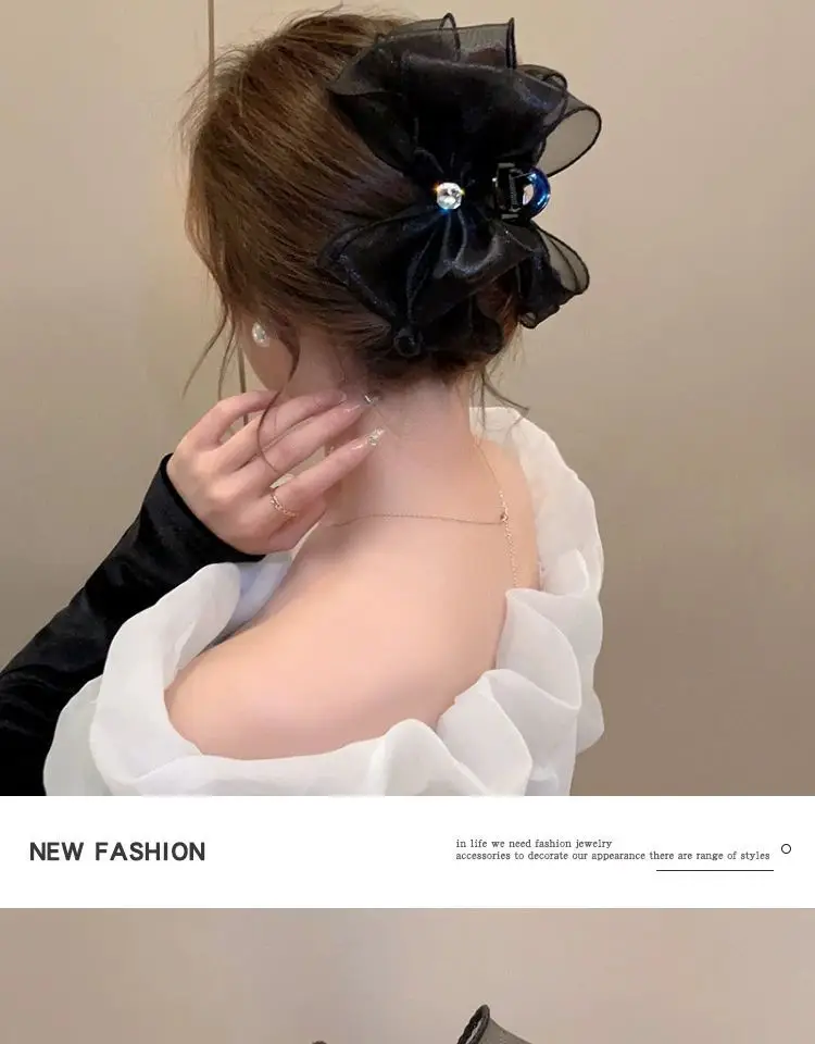 Elegant Black Hairpin with Big Bow for Women — feature 8