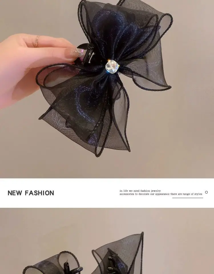 Elegant Black Hairpin with Big Bow for Women — feature 9