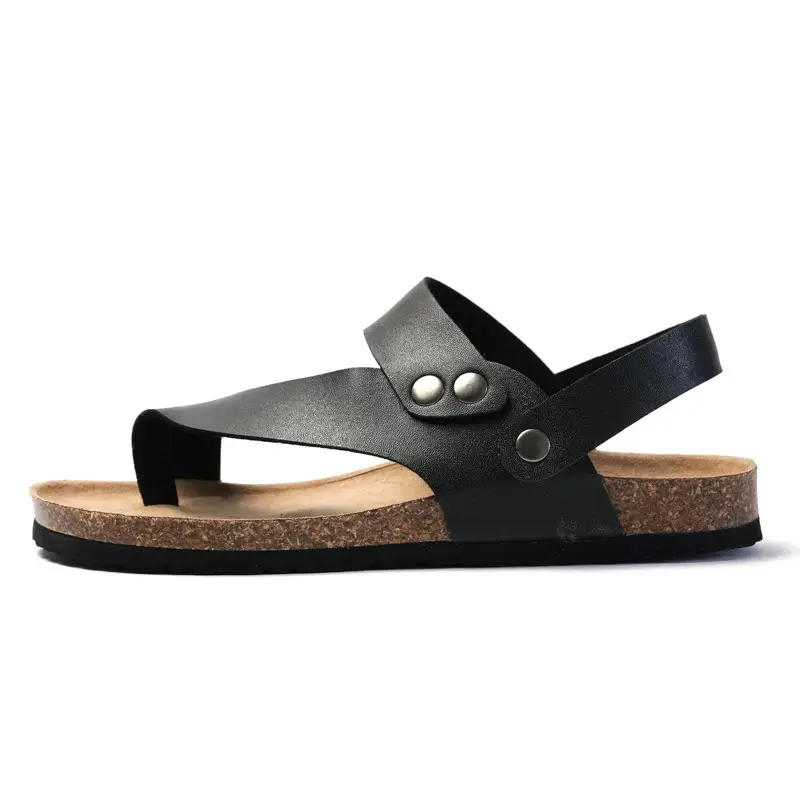Men's White Cork Strap Sandals Summer Flip Flops