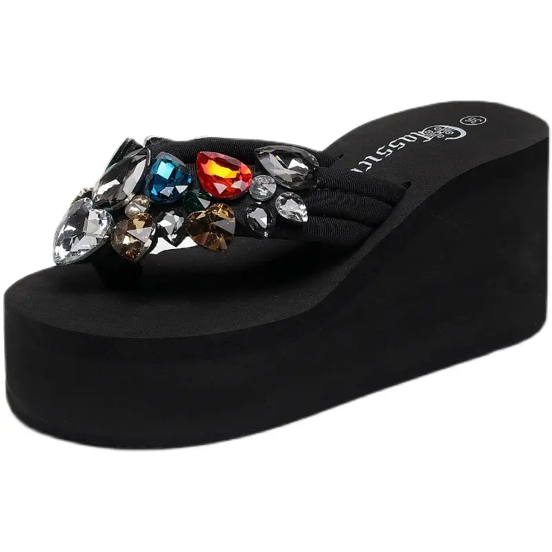 Women's Rhinestone Wedge Flip Flops Summer