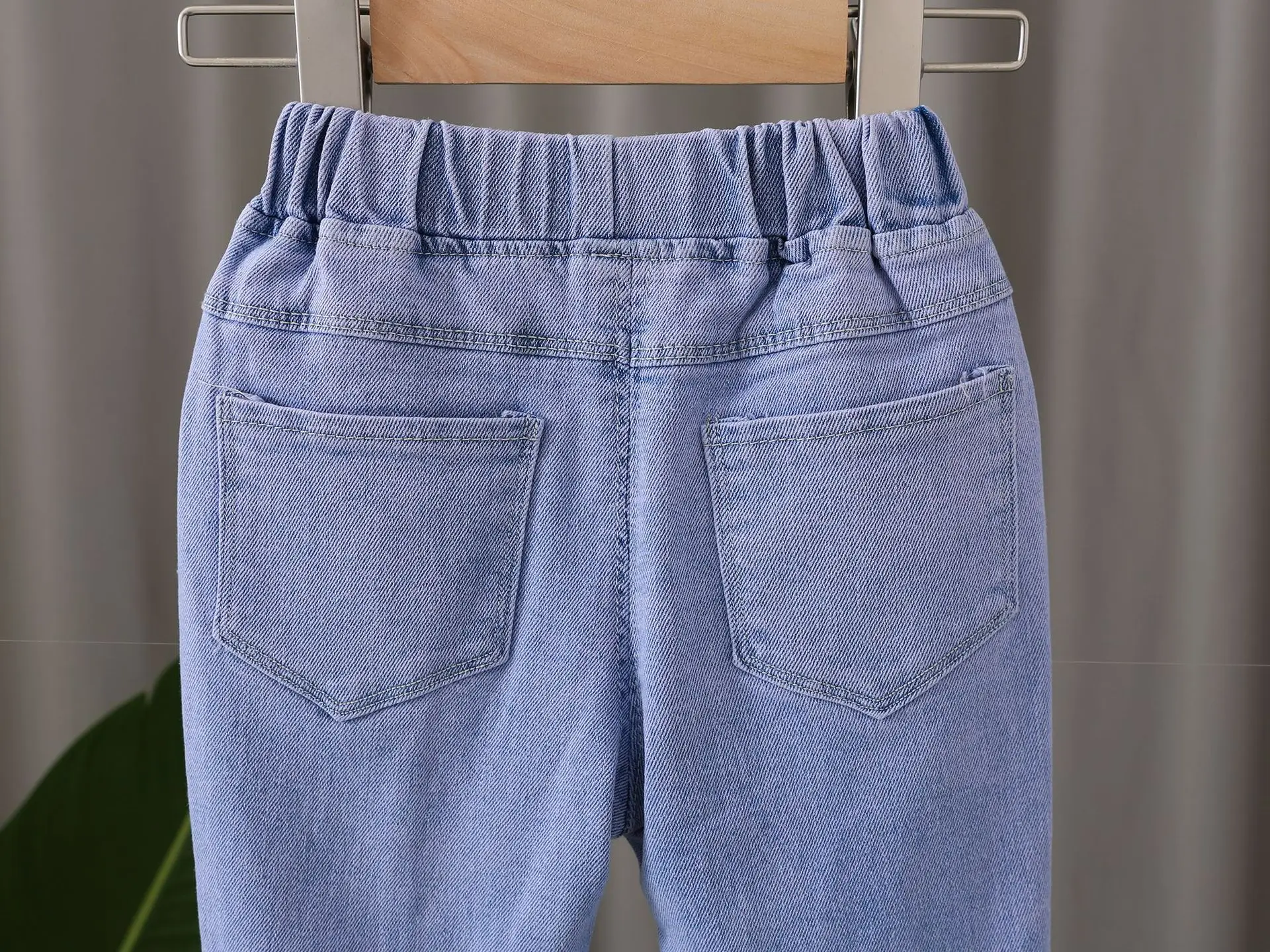 Girls Korean Style Blue Denim Jeans with Bow Embroidery — feature 14