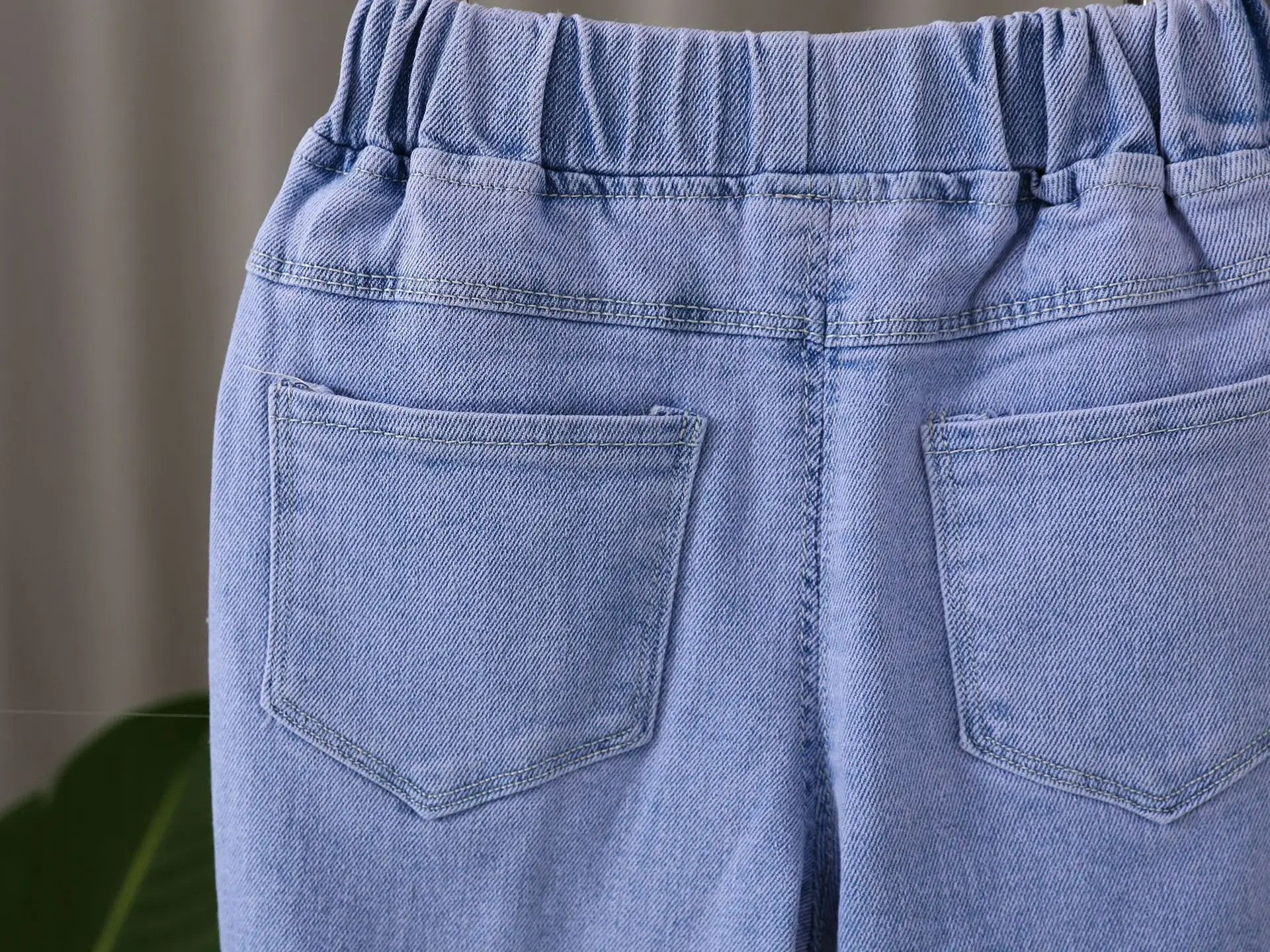 Girls Korean Style Blue Denim Jeans with Bow Embroidery — feature 15