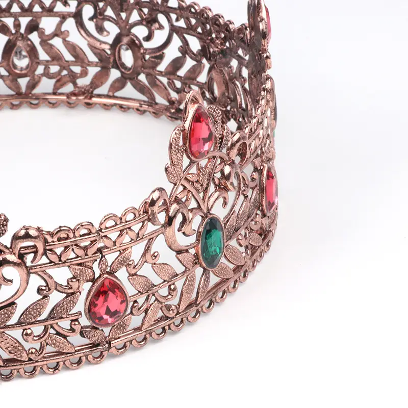 Vintage Men's Bronze Rhinestone Crown Bar - Image 4