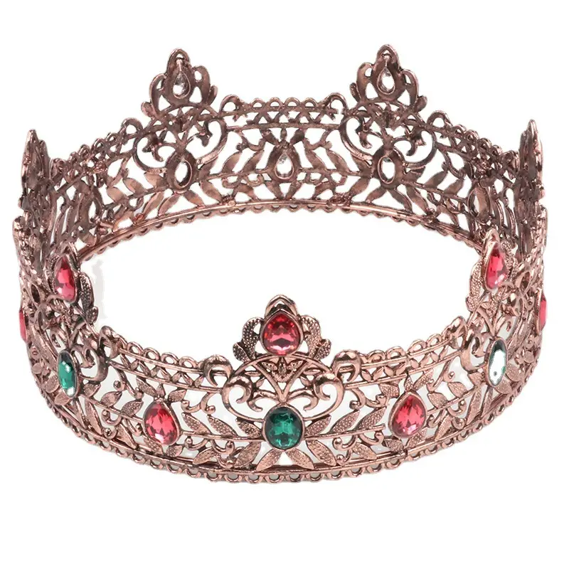 Vintage Men's Bronze Rhinestone Crown Bar - Image 5