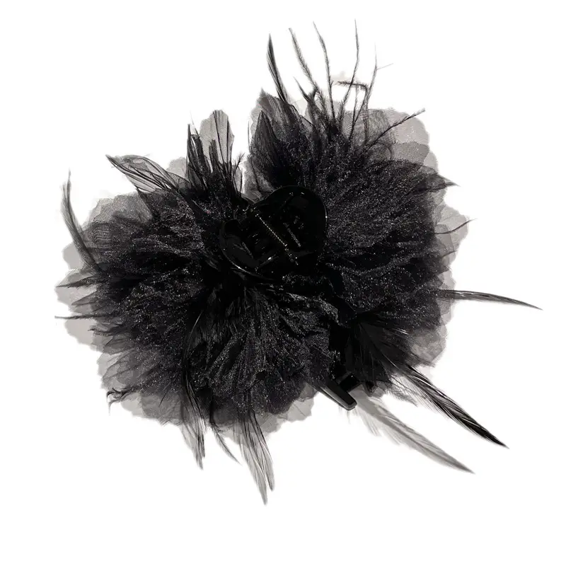 Fairy Pearl Feather Large Grab Clip Women's Hair - Image 55
