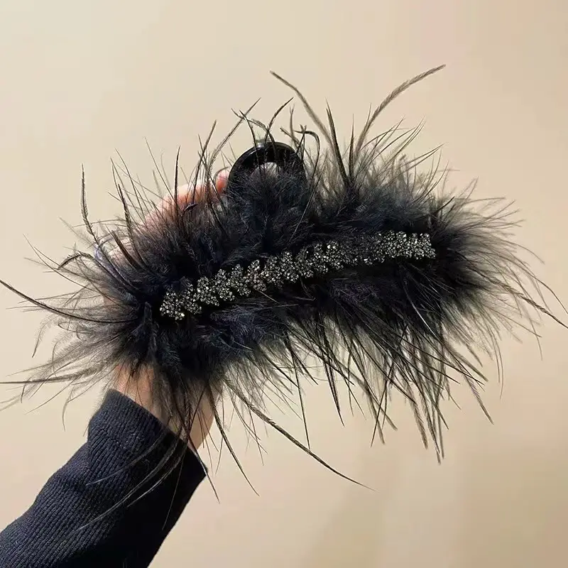 Fairy Pearl Feather Large Grab Clip Women's Hair - Image 18