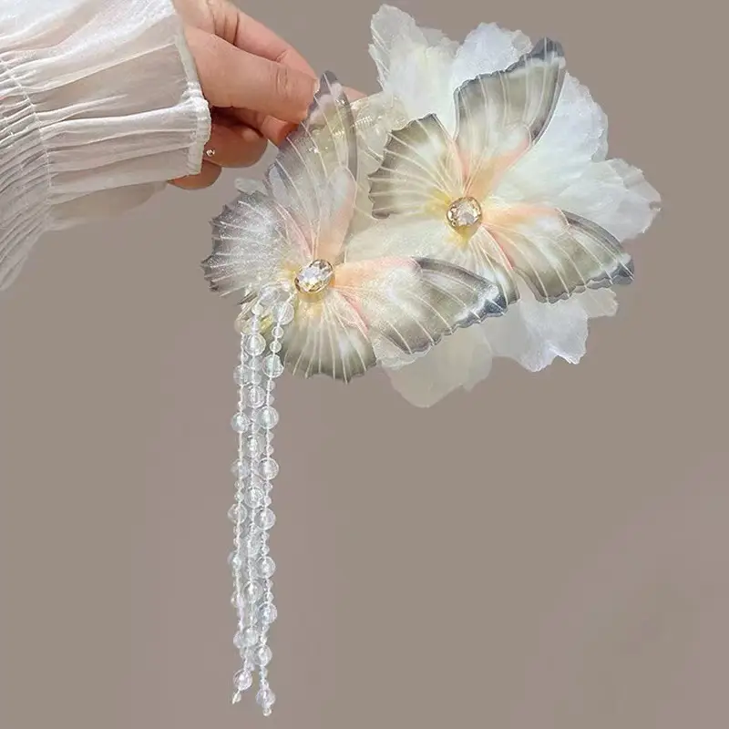 Fairy Pearl Feather Large Grab Clip Women's Hair - Image 24