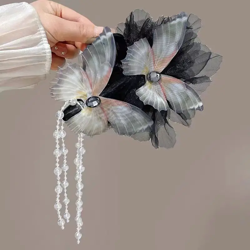Fairy Pearl Feather Large Grab Clip Women's Hair - Image 25