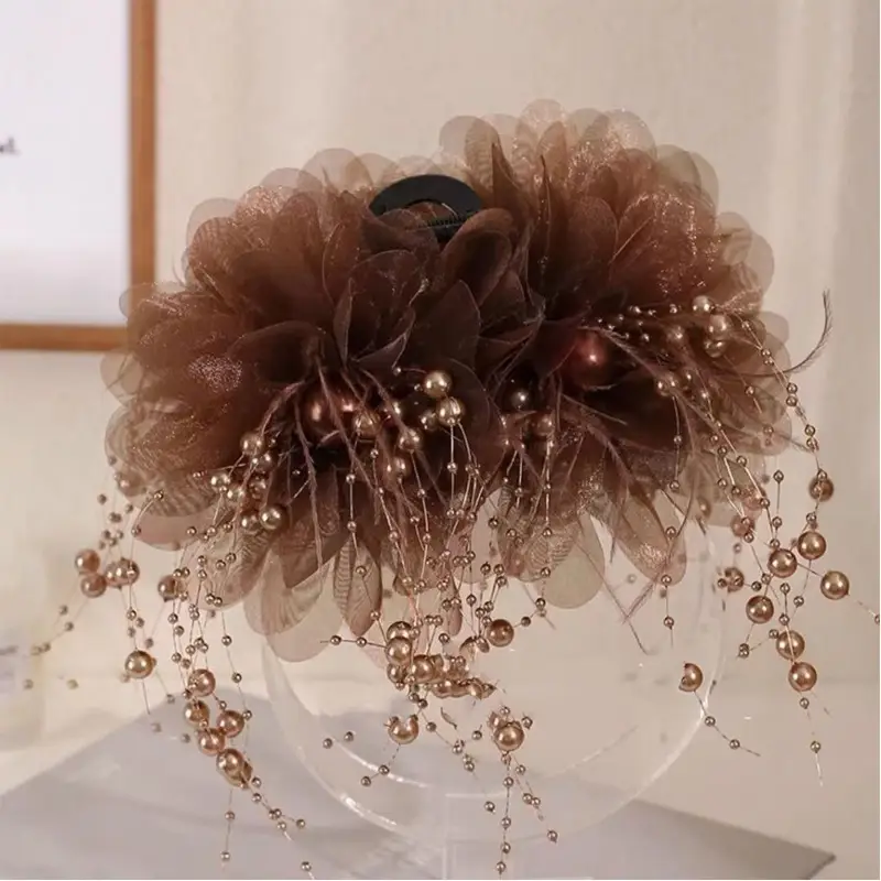 Fairy Pearl Feather Large Grab Clip Women's Hair - Image 30