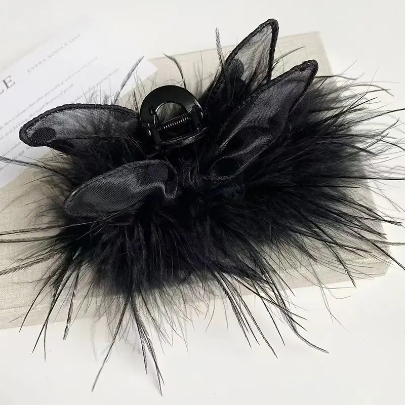 Fairy Pearl Feather Large Grab Clip Women's Hair - Image 33