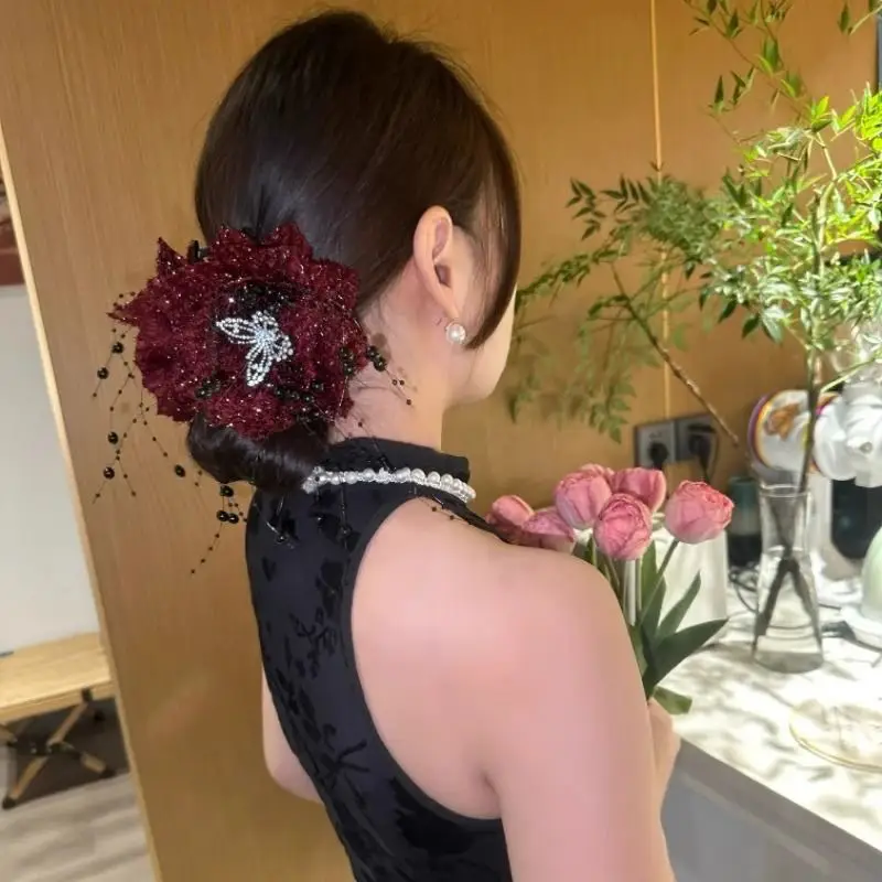 Fairy Pearl Feather Large Grab Clip Women's Hair - Image 34