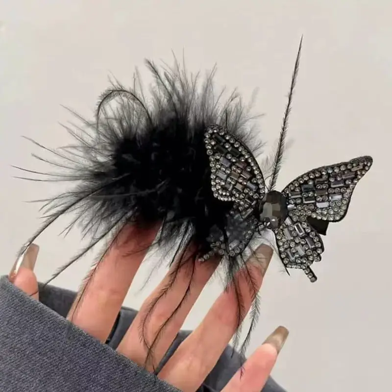 Fairy Pearl Feather Large Grab Clip Women's Hair - Image 37