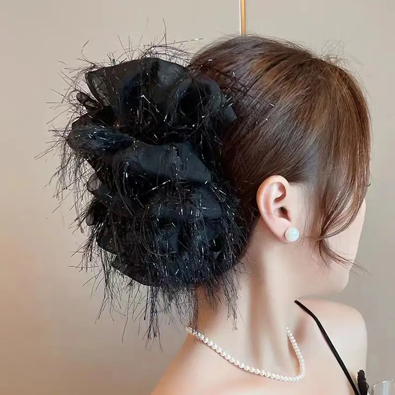 Fairy Pearl Feather Large Grab Clip Women's Hair - Image 39