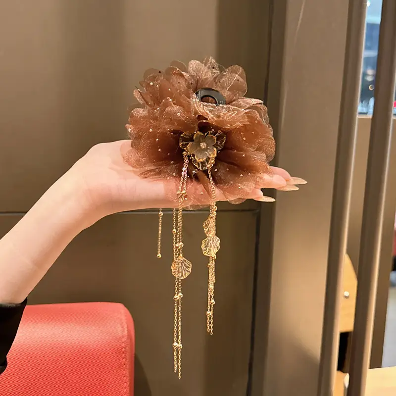 Fairy Pearl Feather Large Grab Clip Women's Hair - Image 41