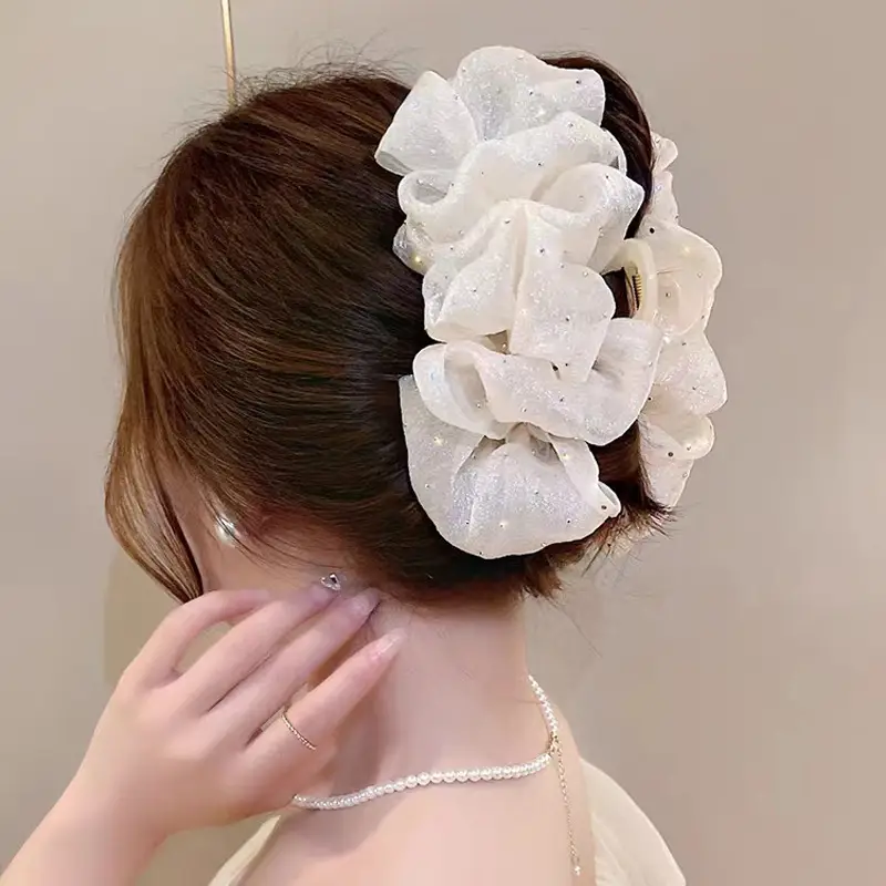 Fairy Pearl Feather Large Grab Clip Women's Hair - Image 44