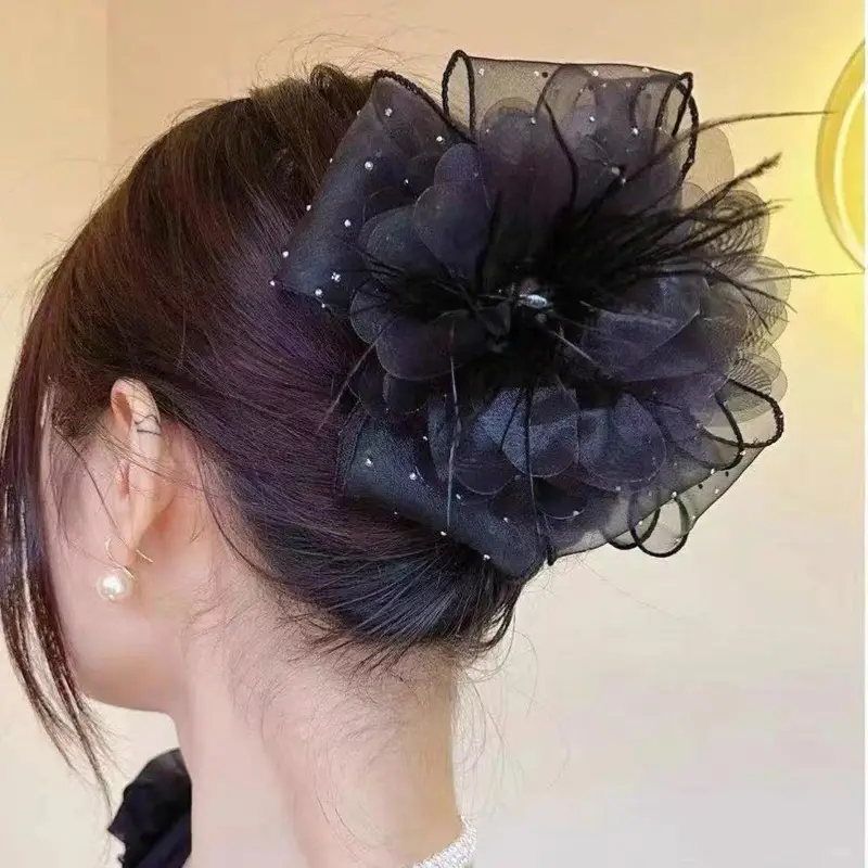 Fairy Pearl Feather Large Grab Clip Women's Hair - Image 9
