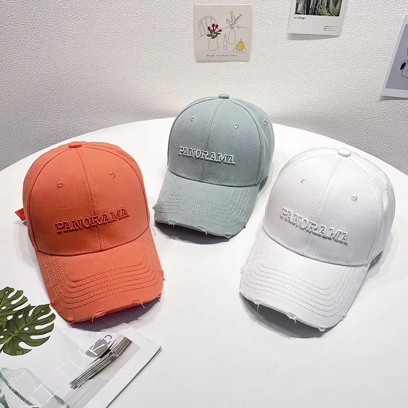 Korean Embroidered Baseball Cap Women Black White