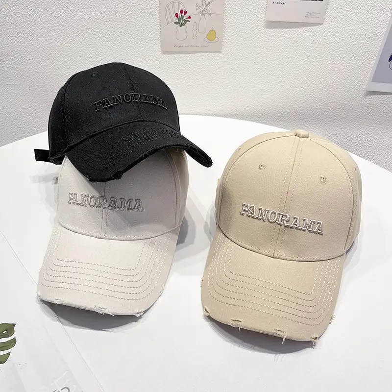 Korean Embroidered Baseball Cap Women Black White