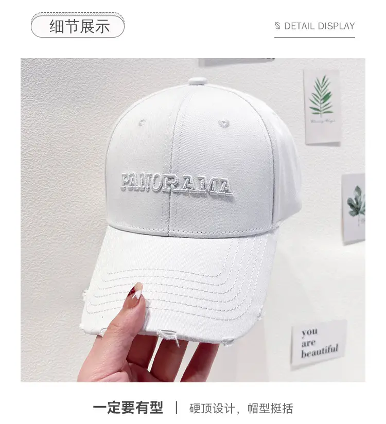 Korean Embroidered Baseball Cap Women Black White — feature 3