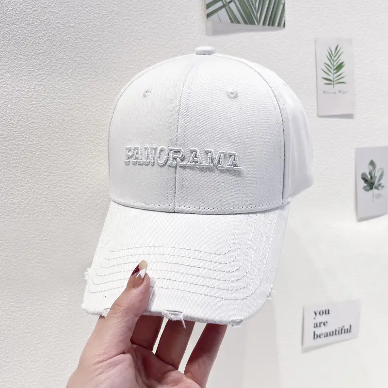 Korean Embroidered Baseball Cap Women Black White