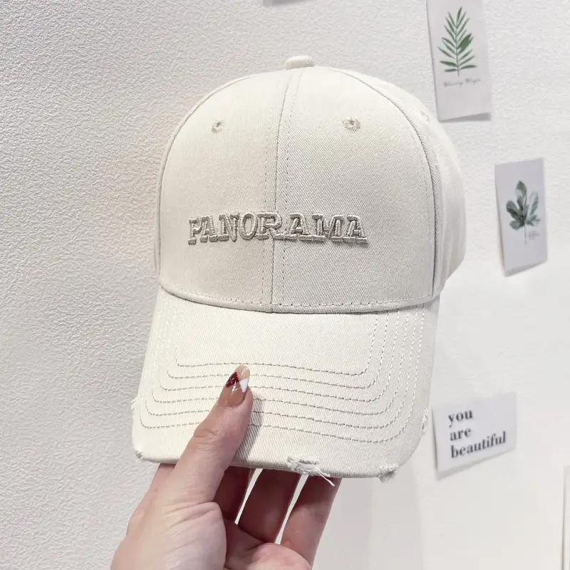 Korean Embroidered Baseball Cap Women Black White