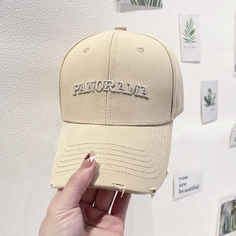 Korean Embroidered Baseball Cap Women Black White