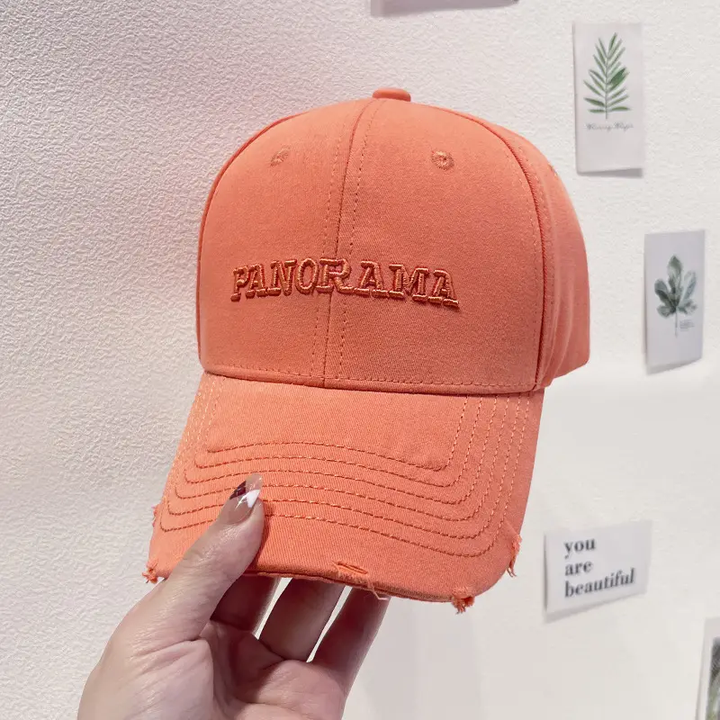 Korean Embroidered Baseball Cap Women Black White